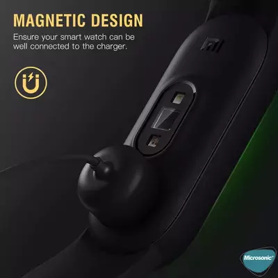 Microsonic Xiaomi Mi Band 5 Manyetik USB Şarj Kablosu Siyah