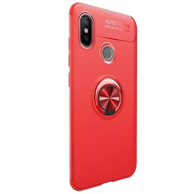 Microsonic Xiaomi Redmi Note 6 Pro Kılıf Kickstand Ring Holder Kırmızı