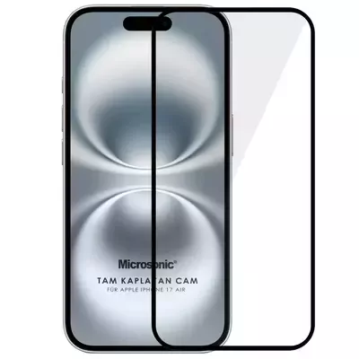 Microsonic Apple iPhone 17 Air Tam Kaplayan Temperli Cam Ekran Koruyucu Siyah