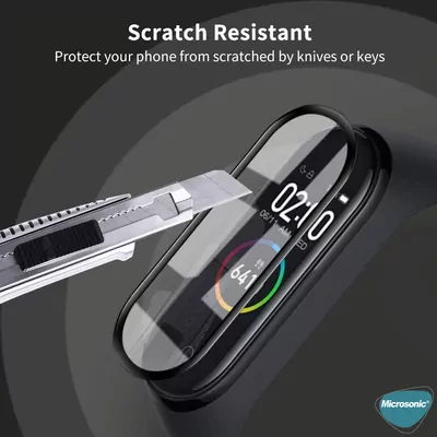 Microsonic Xiaomi Mi Band 5 Tam Kaplayan Temperli Cam Full Ekran Koruyucu Siyah