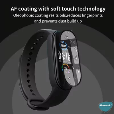 Microsonic Xiaomi Mi Band 5 Tam Kaplayan Temperli Cam Full Ekran Koruyucu Siyah