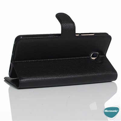 Microsonic General Mobile GM 8 Kılıf Delux Leather Wallet Siyah