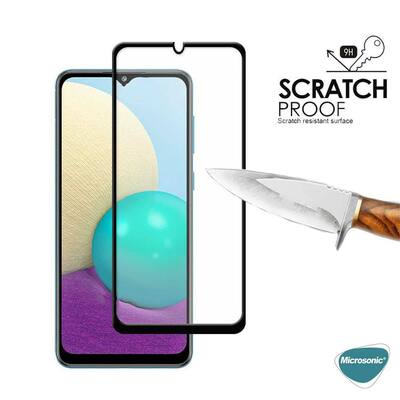 Microsonic Samsung Galaxy A02 Kavisli Temperli Cam Ekran Koruyucu Film Siyah