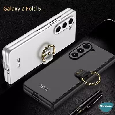 Microsonic Samsung Galaxy Z Fold 5 Kılıf Ring Fall Platinum Yeşil