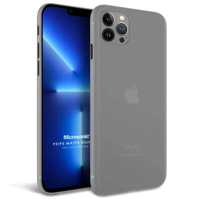 Microsonic Apple iPhone 13 Pro Max Kılıf Peipe Matte Silicone Gri