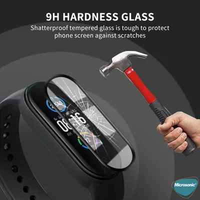 Microsonic Xiaomi Mi Band 3 Tam Kaplayan Temperli Cam Full Ekran Koruyucu Siyah