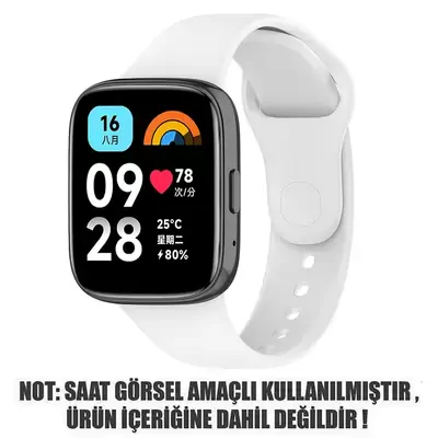 Microsonic Xiaomi Redmi Watch 3 Lite Kordon, Silicone Sport Band Beyaz