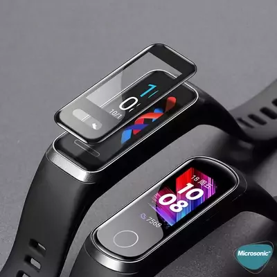 Microsonic Huawei Band 4 Tam Kaplayan Temperli Cam Full Ekran Koruyucu Siyah