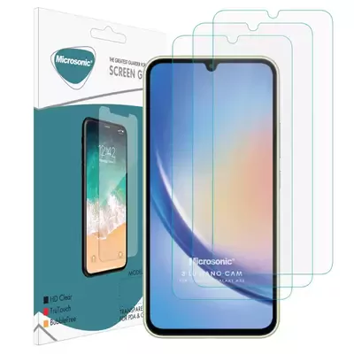 Microsonic Samsung Galaxy A34 Screen Protector Nano Glass Cam Ekran Koruyucu (3`lü Paket)