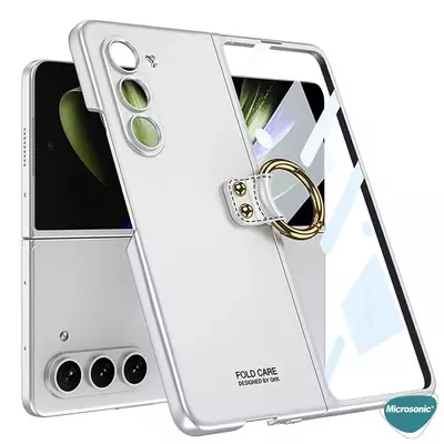 Microsonic Samsung Galaxy Z Fold 5 Kılıf Ring Fall Platinum Gümüş