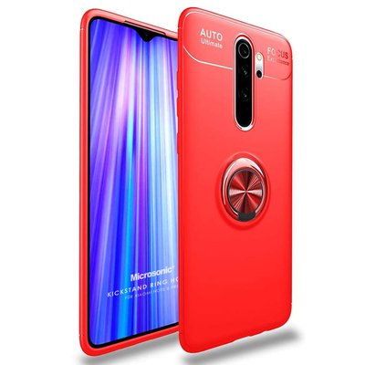 Microsonic Xiaomi Redmi Note 8 Pro Kılıf Kickstand Ring Holder Kırmızı