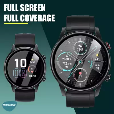 Microsonic Huawei Watch GT 2e Tam Kaplayan Temperli Cam Full Ekran Koruyucu Siyah