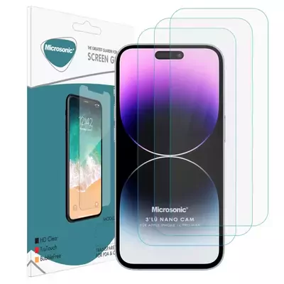 Microsonic Apple iPhone 14 Pro Max Screen Protector Nano Glass Cam Ekran Koruyucu (3`lü Paket)