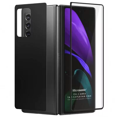 Microsonic Samsung Galaxy Z Fold 2 Ön + Arka Tam Kaplayan Temperli Cam Ekran Koruyucu Siyah