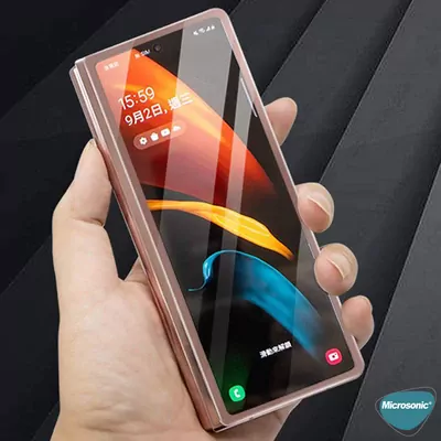 Microsonic Samsung Galaxy Z Fold 2 Ön + Arka Tam Kaplayan Temperli Cam Ekran Koruyucu Siyah