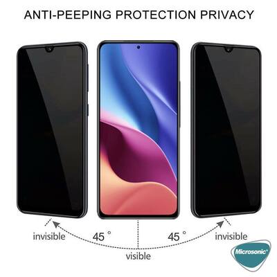 Microsonic Xiaomi Poco F3 Invisible Privacy Kavisli Ekran Koruyucu Siyah