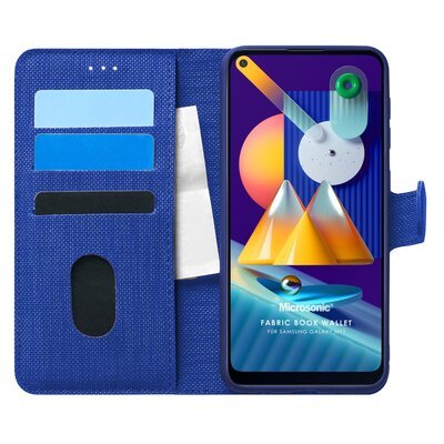 Microsonic Samsung Galaxy M11 Kılıf Fabric Book Wallet Lacivert