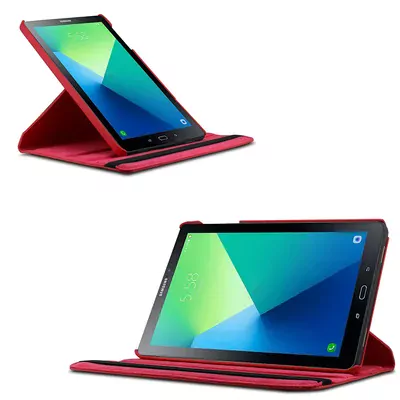 Microsonic Samsung Galaxy Tab A 10.1'' P580 Kılıf 360 Rotating Stand Deri Gümüş