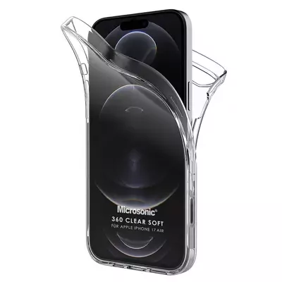Microsonic Apple iPhone 17 Air Kılıf 6 Tarafı Tam Full Koruma 360 Clear Soft Şeffaf