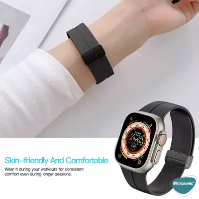 Microsonic Apple Watch Series 7 45mm Kordon Ribbon Line Lacivert Beyaz