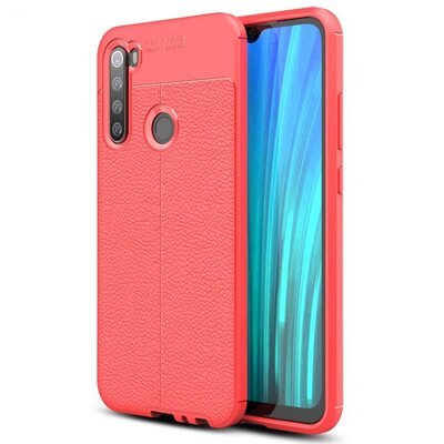 Microsonic Xiaomi Redmi Note 8 Kılıf Deri Dokulu Silikon Kırmızı