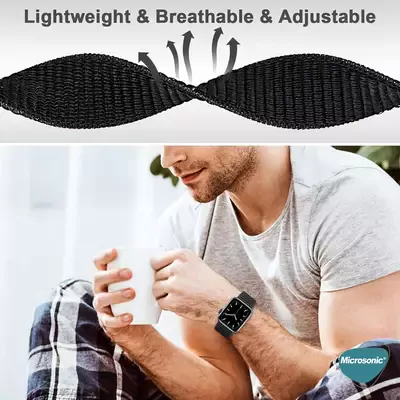 Microsonic Apple Watch Ultra 3 Hasırlı Kordon Woven Siyah