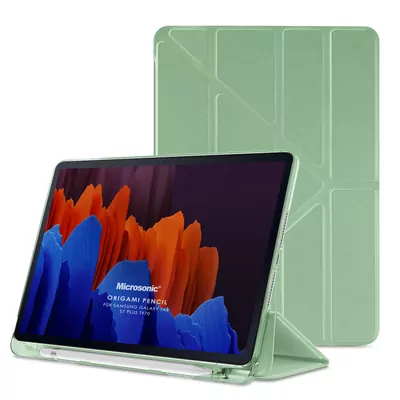 Microsonic Samsung Galaxy Tab S10 Ultra X920 Kılıf Origami Pencil Açık Yeşil