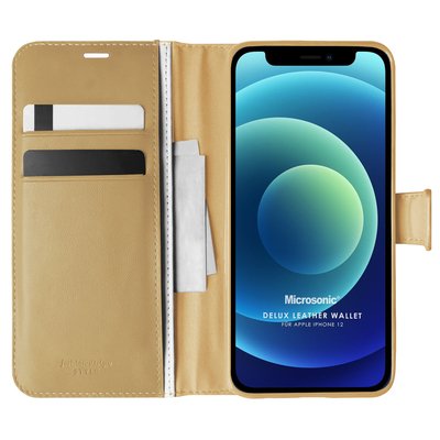 Microsonic Apple iPhone 12 Mini Kılıf Delux Leather Wallet Gold