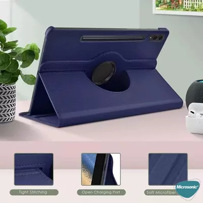 Microsonic Samsung Galaxy Tab S10 Ultra X920 Kılıf 360 Rotating Stand Deri Siyah