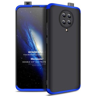 Microsonic Xiaomi Poco F2 Pro Kılıf Double Dip 360 Protective AYS Siyah Mavi