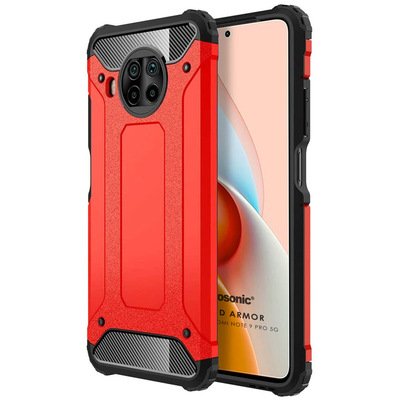 Microsonic Xiaomi Redmi Note 9 Pro 5G Kılıf Rugged Armor Kırmızı