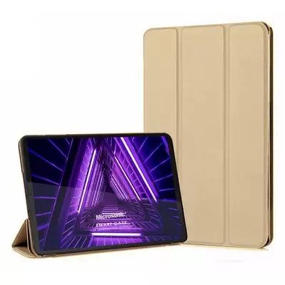 Microsonic Lenovo Tab M10 Plus 3.Nesil 10.6`` Kılıf (TB-125F-TB-128F) Slim Translucent Back Smart Cover Gold