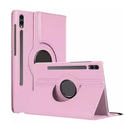 Microsonic Samsung Galaxy Tab S10 Ultra X920 Kılıf 360 Rotating Stand Deri Açık Pembe