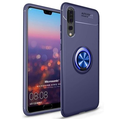 Microsonic Huawei P20 Pro Kılıf Kickstand Ring Holder Lacivert