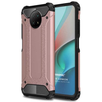 Microsonic Xiaomi Redmi Note 9 5G Kılıf Rugged Armor Rose Gold