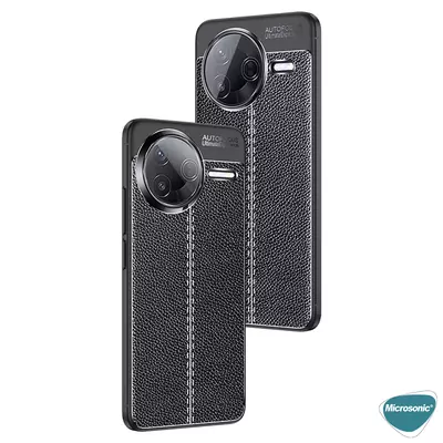 Microsonic Xiaomi Poco F7 Pro Kılıf Deri Dokulu Silikon Siyah