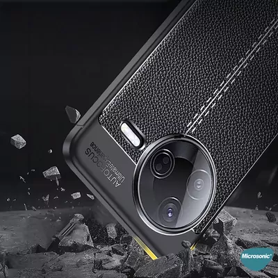 Microsonic Xiaomi Poco F7 Pro Kılıf Deri Dokulu Silikon Siyah