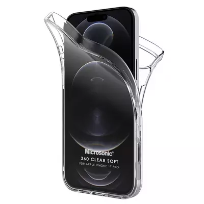 Microsonic Apple iPhone 17 Pro Kılıf 6 Tarafı Tam Full Koruma 360 Clear Soft Şeffaf