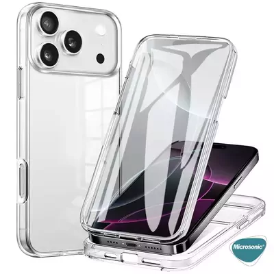 Microsonic Apple iPhone 17 Pro Kılıf 6 Tarafı Tam Full Koruma 360 Clear Soft Şeffaf