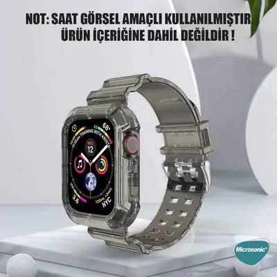 Microsonic Apple Watch Series 10 42mm Kordon Transparent Clear Band Siyah