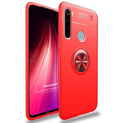 Microsonic Xiaomi Redmi Note 8T Kılıf Kickstand Ring Holder Kırmızı