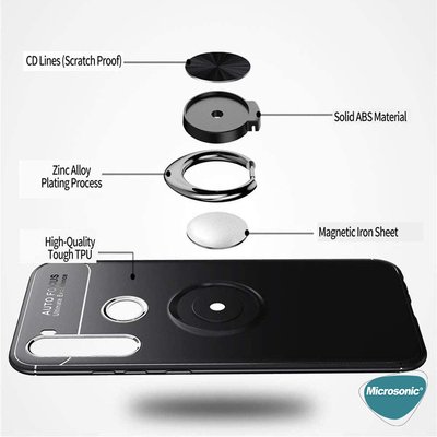 Microsonic Xiaomi Redmi Note 8T Kılıf Kickstand Ring Holder Kırmızı