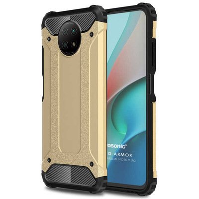 Microsonic Xiaomi Redmi Note 9 5G Kılıf Rugged Armor Gold