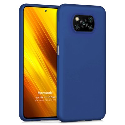 Microsonic Xiaomi Poco X3 NFC Kılıf Matte Silicone Lacivert