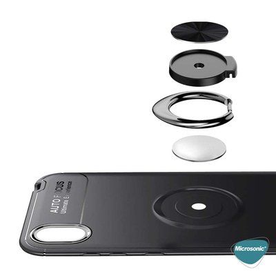 Microsonic Huawei Y5 2019 Kılıf Kickstand Ring Holder Kırmızı