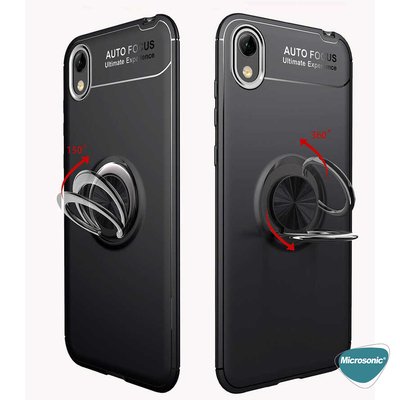 Microsonic Huawei Y5 2019 Kılıf Kickstand Ring Holder Kırmızı