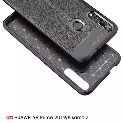 Microsonic Huawei P Smart Z Kılıf Deri Dokulu Silikon Gri