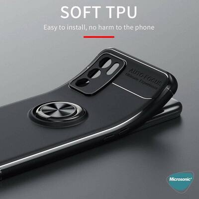 Microsonic Oppo A16 Kılıf Kickstand Ring Holder Siyah