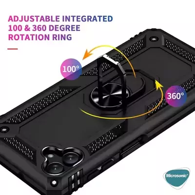 Microsonic Samsung Galaxy A04 Kılıf Military Ring Holder Siyah