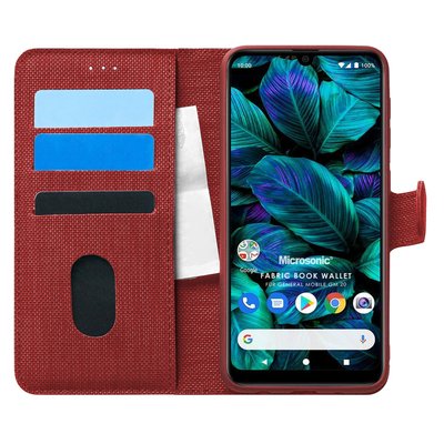 Microsonic General Mobile GM 20 Kılıf Fabric Book Wallet Kırmızı